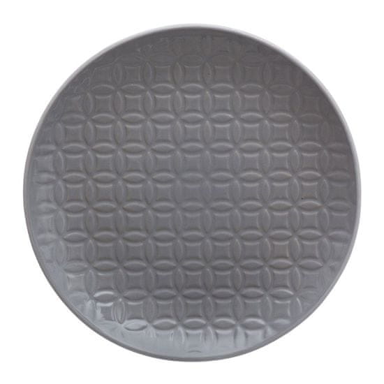 Secret de Gourme Dezertní deska s reliéfním vzorem v šedém tónu, stylové a módní keramické nádobí