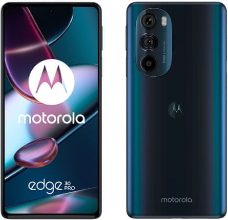 Motorola Edge 30 Pro, velký displej, Full HD+, HDR10+,  ultraširokoúhlý fotoaparát, hloubkový objektiv, mobilní síť 5G, podpora 5G dlouhá výdrž baterie výkonná baterie OLED displej lehké provedení Bluetooth 5.2 NFC Android 12 ultraširokoúhlý fotoaparát profesionální fotoaparát 50Mpx Qualcomm Snapdragon 8 Gen 1 výkonný procesor výkonný telefon Motorola 144Hz obnovovací frekvence hloubkový objektiv ultraširokoúhlý objektiv profesionální snímač Wi-Fi 6E Wifi6 IP52 Gorilla Glass voděodolný výkonný telefon vlajkový výkon vlajkový čipset vlajkový telefon