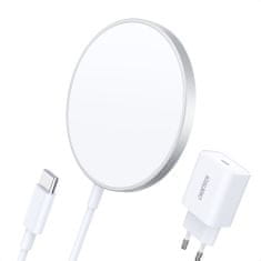 Choetech T517-F MagSafe bezdrátová nabíječka 15W + síťová nabíječka PD 20W, bíla