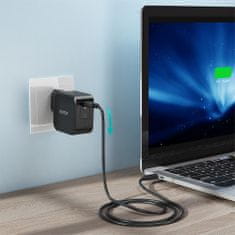 Choetech Q6006 GaN síťová nabíječka USB-C 60W PD + kabel USB-C / USB-C 1.8m, černá