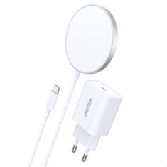 Choetech T517-F MagSafe bezdrátová nabíječka 15W + síťová nabíječka PD 20W, bíla