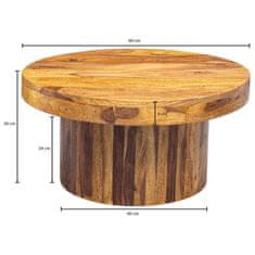Bruxxi Konferenční stolek Bork, 60 cm, masiv Sheesham