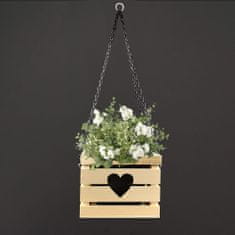 AMADEA Dřevěný závěsný obal na květináč se srdcem, 27x27x21 cm, český výrobek