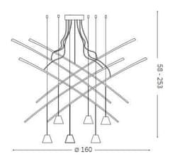 Ideal Lux LED Závěsné svítidlo Ideal Lux Fish SP6 nero 196992 černé 160cm