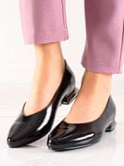 Amiatex Stylové dámské černé lodičky na plochém podpatku + Ponožky Gatta Calzino Strech, černé, 37