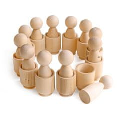 Ulanik Montessori dřevěná hračka "Peg Dolls in Cups"