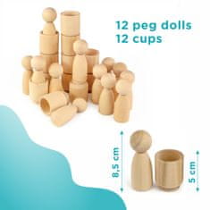 Ulanik Montessori dřevěná hračka "Peg Dolls in Cups"