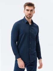 OMBRE Ombre Pánská košile s dlouhým rukávem - námořnická modrá K616 - XXL