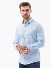 OMBRE Ombre Pánská košile s dlouhým rukávem - světle nebesky modrá K616 - L
