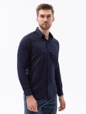 OMBRE Ombre Pánská košile s dlouhým rukávem - námořnická modrá/červená K617 - XXL