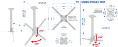 Meliconi 480862 400CE CEILING SUPPORT Stopní držák TV, černá