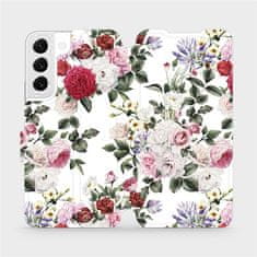 Mobiwear Flip pouzdro na mobil Samsung Galaxy S22 - MD01S Růže na bílé