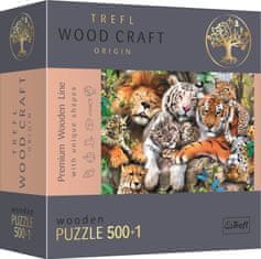 Trefl Wood Craft Origin puzzle Divoké kočky v džungli 501 dílků