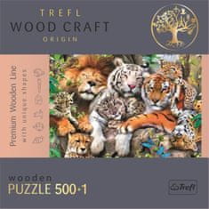 Trefl Wood Craft Origin puzzle Divoké kočky v džungli 501 dílků