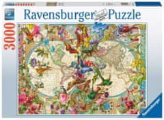 Ravensburger Puzzle Mapa světa s flórou a faunou 3000 dílků