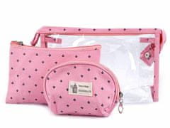 Kraftika 1sada růžová sv. kosmetické tašky sada 3 ks, módní doplňky