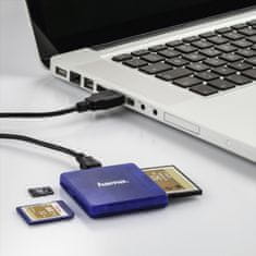 Hama multi čtečka karet USB 2.0, SD/microSD/CF, modrá