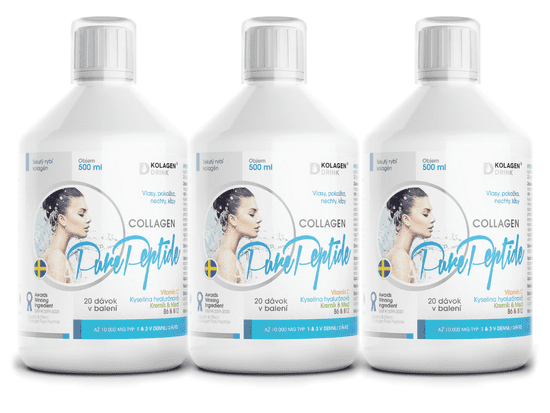 KolagenDrink 60-denní program COLLAGEN 10 000 hydrolyzovaný rybí kolagen 3 x 500 ml