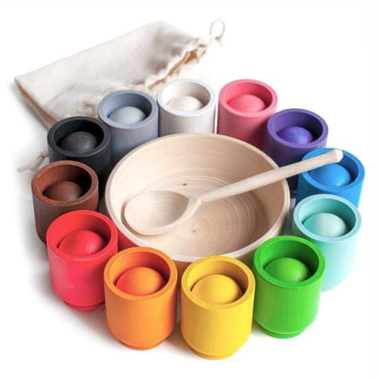 Ulanik Montessori dřevěná hračka "Balls in cups"