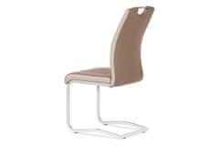 Autronic Moderní jídelní židle Jídelní židle chrom / koženka coffee + cappucino boky (DCL-406 COF)
