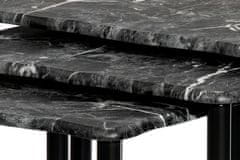 Autronic Konferenční stolky Přístavné a odkládací stolky, set 3 ks, deska černý mramor, kovové nohy, černý m (20658-04 BK)
