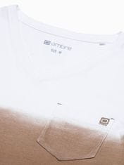 OMBRE Ombre Pánské tričko bez potisku S1380 - hnědá - XL