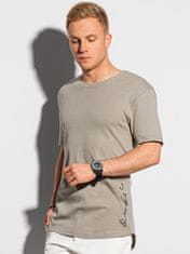OMBRE Ombre Pánské tričko s potiskem S1387 - popelavá - L