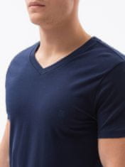 OMBRE Pánské tričko bez potisku S1183 - námořnická modrá - XXL