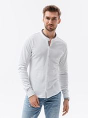 OMBRE Pánská košile s dlouhým rukávem K542 - bílá - XL