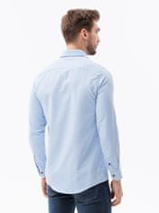 OMBRE Ombre Pánská košile s dlouhým rukávem - světle nebesky modrá K616 - L