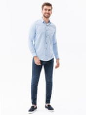 OMBRE Ombre Pánská košile s dlouhým rukávem - světle nebesky modrá K616 - XL