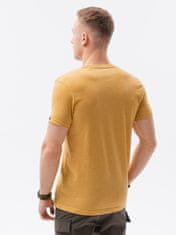OMBRE Pánské tričko bez potisku S1369 - žíhaná hořčicová - M