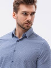 OMBRE Ombre Pánská košile s dlouhým rukávem K623 - námořnická modrá - L