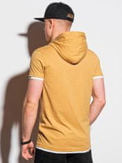 OMBRE Ombre Pánské tričko s kapucí S1376 - hořčicová - XL