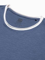 OMBRE Ombre Pánské tričko bez potisku S1385 - tmavě nebesky modrá - S