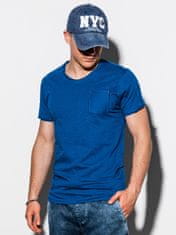 OMBRE Pánské tričko bez potisku S1100 - námořnická modrá - M