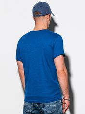 OMBRE Pánské tričko bez potisku S1100 - námořnická modrá - M