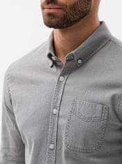 OMBRE Ombre Pánská košile s dlouhým rukávem K566 - světle šedá - M