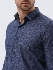 OMBRE Ombre Pánská elegantní košile s dlouhým rukávem K591 - námořnická modrá - S
