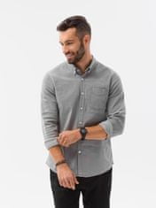 OMBRE Ombre Pánská košile s dlouhým rukávem K566 - světle šedá - M