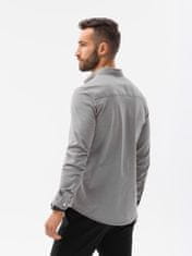 OMBRE Ombre Pánská košile s dlouhým rukávem K566 - světle šedá - XXL