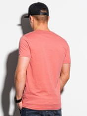 OMBRE Ombre Pánské tričko bez potisku S1369 - korálová - XL