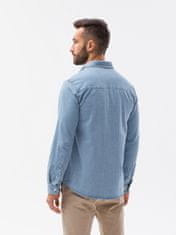 OMBRE Ombre Pánská košile s dlouhým rukávem K566 - nebesky modrá - XL