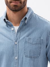 OMBRE Ombre Pánská košile s dlouhým rukávem K566 - nebesky modrá - L