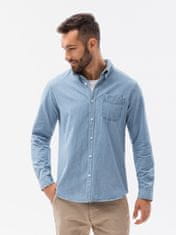 OMBRE Ombre Pánská košile s dlouhým rukávem K566 - nebesky modrá - XL