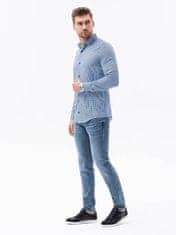 OMBRE Ombre Pánská košile s dlouhým rukávem K619 - světle nebesky modrá - XL