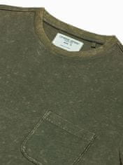 OMBRE Ombre Pánské tričko bez potisku S1375 - khaki - L