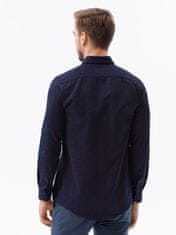 OMBRE Ombre Pánská košile s dlouhým rukávem - námořnická modrá/červená K617 - XXL