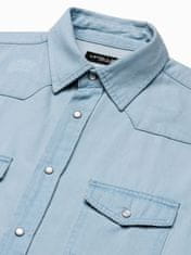 OMBRE Ombre Pánská košile s dlouhým rukávem K567 - světle nebesky modrá - XXL