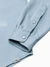 OMBRE Ombre Pánská košile s dlouhým rukávem K567 - světle nebesky modrá - XL